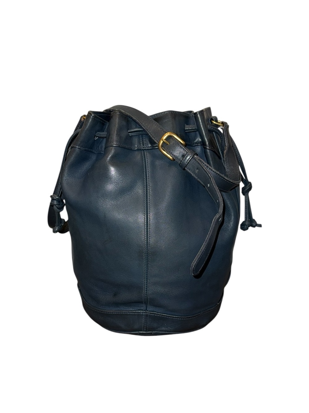 Vintage Coach Duffle Drawstring Duffle Sac 4022 Blue Navy Leather Lightweight